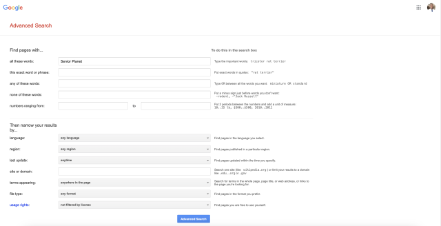 Google advanced search